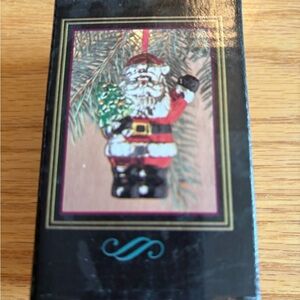 Whimsy Nostalgic Vintage 1997 Nobel Ball Santa Holding Christmas Tree Ornament